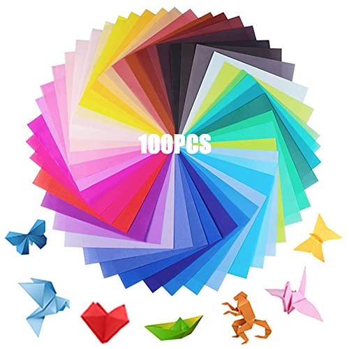 100 Stück 50 Farben Origami Papier, DIY Kunst Handwerk Projekte Papier, Farben Faltpapier Einseitig Farbiges, Premium Craft Papier für DIY, Bastelprojekte, Decoupage, Kindergeschenk (15x15cm) von Ormromra
