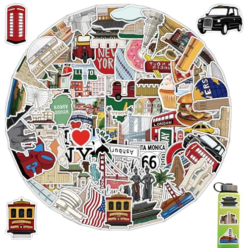 100 Stücke Vintage Reise Aufkleber Set, Wasserfeste Aufkleber, Reisekarten-Aufkleber, Aesthetic Städte Sticker für Koffer, Laptop, Helm, Motorrad, Fahrrad, Wasserbecher, Skateboard 100 Stücke Vintage Reise Aufkleber Set, Wasserfeste Aufkleber, Reisekarten-Aufkleber, Aesthetic Städte Sticker für Koffer, Laptop, Helm, Motorrad, Fahrrad, Wasserbecher, Skateboard von Ormromra