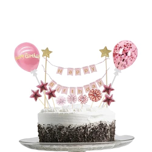 12 Stück Birthday Tortendeko Rosegold, Cake Topper Geburtstag Mädchen, Kuchen Deko Rosa Geburtstag mit Konfetti Luftballons Papierfächer Stern Herz für Geburtstag Dekoration Junge Mädchen 12 Stück Birthday Tortendeko Rosegold, Cake Topper Geburtstag Mädchen, Kuchen Deko Rosa Geburtstag mit Konfetti Luftballons Papierfächer Stern Herz für Geburtstag Dekoration Junge Mädchen von Ormromra