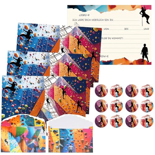 12 x Einladung Klettern, Bouldern Einladungskarten mit 12-Umschläge und 12-Aufkleber, Kinder Geburtstag, Boulder Party, Einladende Kletterei, Bouldern Kletterhalle Einladungskarten für Junge, Mädchen 12 x Einladung Klettern, Bouldern Einladungskarten mit 12-Umschläge und 12-Aufkleber, Kinder Geburtstag, Boulder Party, Einladende Kletterei, Bouldern Kletterhalle Einladungskarten für Junge, Mädchen von Ormromra