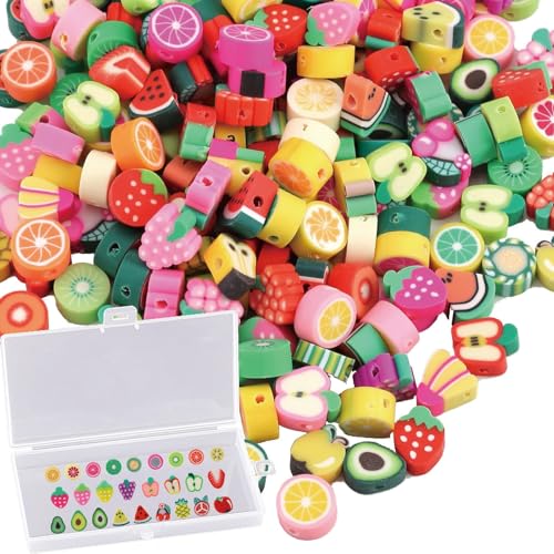 200 Stück Obst Perlen zum Auffädeln, Früchten Bastelperlen Polymer, Kinder Armbänder Bunte Bastelperlen, Handwerk Weiche Keramik Beads für DIY Halskette, Ringe, Ohrringe 200 Stück Obst Perlen zum Auffädeln, Früchten Bastelperlen Polymer, Kinder Armbänder Bunte Bastelperlen, Handwerk Weiche Keramik Beads für DIY Halskette, Ringe, Ohrringe von Ormromra