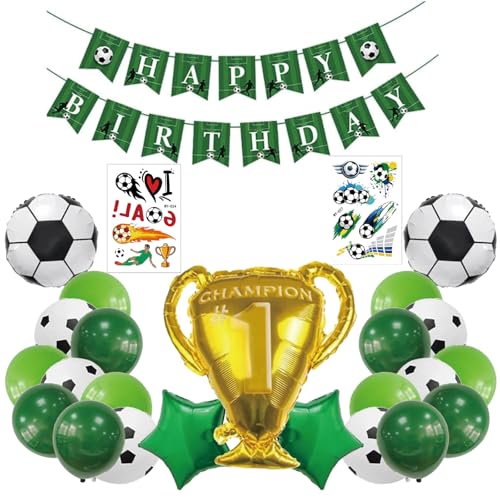 25 Stück Fussball Geburtstag Deko, Fußball Deko Kinder, Fußball Deko Geburtstag Jungen, Grün Fußball Folienballon Champion Trophäe Ballon Set für Fussball Party Deko 25 Stück Fussball Geburtstag Deko, Fußball Deko Kinder, Fußball Deko Geburtstag Jungen, Grün Fußball Folienballon Champion Trophäe Ballon Set für Fussball Party Deko von Ormromra