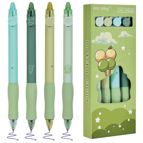 4 Stück Einziehbare Tintenroller Radierbar, Blau Radierbare Stifte Kugelschreiber Radierbar, Kugelschreiber mit Radiergummi, Durchmesser der Mine 0,5, Studenten Geschenk Schule Bürobedarf Schulsachen von Ormromra