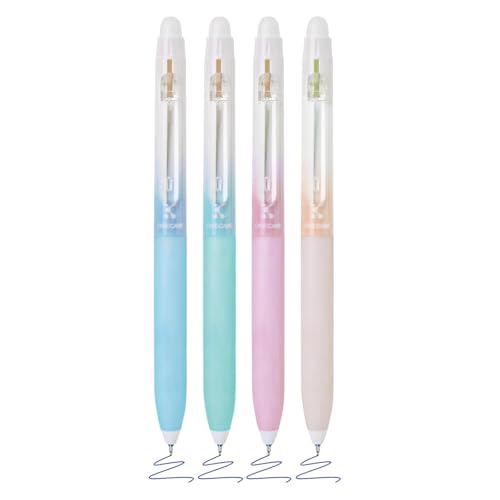 4 Stück Radierbarer Kugelschreiber, Tintenroller Radierbar, Radierbare Stifte Erasable Pens, Gelschreiber blau radierbar mit 0,5mm Strichstärke für Studenten Geschenk, Schulsachen Schul Bürobedarf von Ormromra