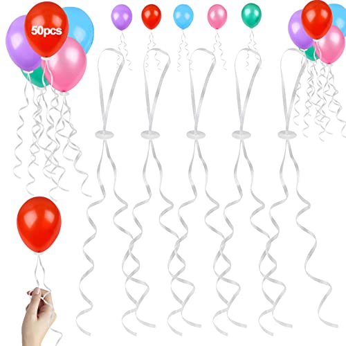 50 Stück Ballonverschlüsse Helium mit Schnur, Ballonverschlüsse mit Polyband, Ballon Schnur für Hochzeitsfeier, Weihnachten, Geburtstagsfeiern, Machen Luftballon Girlande von Ormromra