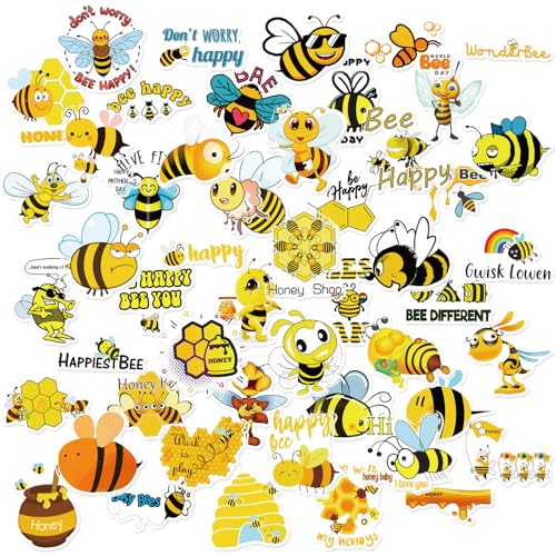50 Stück Bienen Tier Aufkleber, Biene Deko Geschenke Merch, Niedlich Deko, Vinyl Wasserdicht Aesthetic Aufkleber für Jugendliche Kinder Erwachsene für Scrapbooking, DIY Handwerk, Laptops, Journal von Ormromra