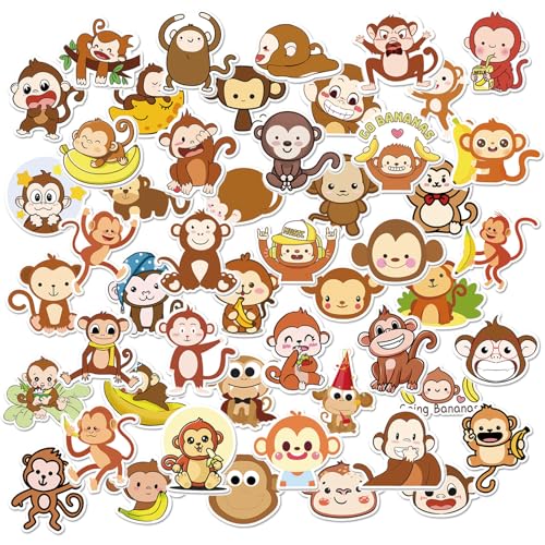 50 Stück Monkeys Aufkleber, Monkey Stickers Set Vinyl Wasserdicht Aesthetic Aufkleber, Geschenk für Kinder Jugendliche Erwachsene Jungen, für Auto Laptop Telefon Gitarre Skateboard von Ormromra