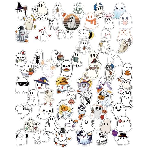 60 Stück Gespenst Aufkleber, Halloween Stickers Kinder, Ghosts Stickers Set, Vinyl Wasserdicht Aesthetic Aufkleber für Jugendliche Kinder Erwachsene für Skateboards, Helme 60 Stück Gespenst Aufkleber, Halloween Stickers Kinder, Ghosts Stickers Set, Vinyl Wasserdicht Aesthetic Aufkleber für Jugendliche Kinder Erwachsene für Skateboards, Helme von Ormromra