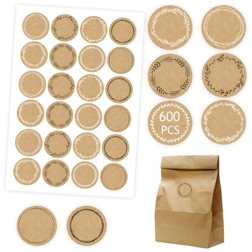 600 Stück Geschenkaufkleber, 3.8cm Kraftpaier Etiketten, Rund Aufkleber, Selbstklebend Beschriften, Geschenksticker für Weihnachten,Geburtstag Party,Geschenkverpackungen 600 Stück Geschenkaufkleber, 3.8cm Kraftpaier Etiketten, Rund Aufkleber, Selbstklebend Beschriften, Geschenksticker für Weihnachten,Geburtstag Party,Geschenkverpackungen von Ormromra