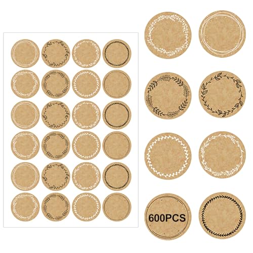 600 Stücke Kraftpapier Geschenkaufkleber, Kraftpaier Klebeetiketten Zum, Kraftpapier Selbstklebend Aufkleber Etiketten für Weihnachten Hochzeit Geburtstag Party(3.8cm) von Ormromra