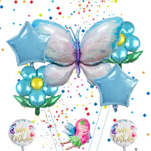 8 Stück Geburtstag Deko Schmetterling, Schmetterlings Stern Blume Folienballon, Riesige Blau Schmetterling Folie Mylar Ballon, Geburtstag Deko Mädchen Schmetterling 8 Stück Geburtstag Deko Schmetterling, Schmetterlings Stern Blume Folienballon, Riesige Blau Schmetterling Folie Mylar Ballon, Geburtstag Deko Mädchen Schmetterling von Ormromra