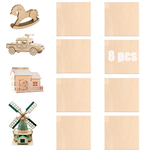 Linde Sperrholz, 8 Stück Sperrholzplatte, 200 x 200 x 1.5mm, Dünne Holz-Zuschnitte, Mehrschichtig Sperrholz, Holzplatten zum Basteln für DIY, Deko, Modellbau von Ormromra
