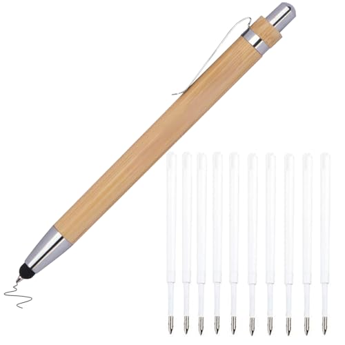 Ormromra 1 Stück Bambus Kuli, Holzkugelschreiber und 10 Stück Minen, Personalisierter Kugelschreiber, Schwarze Tintenstifte für Lehrer Mitarbeiter Schreiben, Stift Geschenk, Abschiedsgeschenk von Ormromra