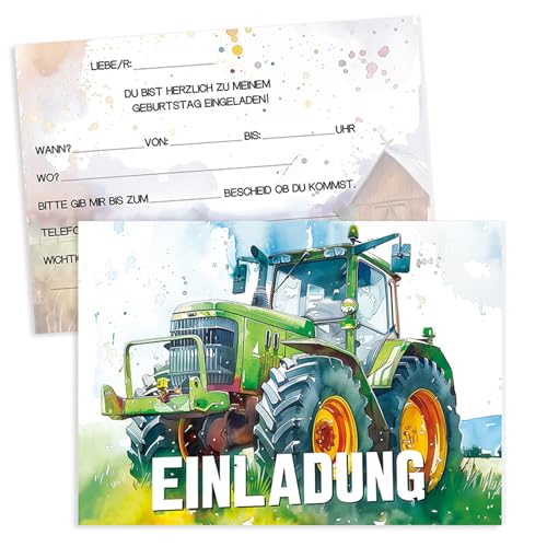 Ormromra 12 Stück Traktor Einladungskarten Kindergeburtstag, Deutsche Einladungen zum Kindergeburtstag Traktor mit Umschlägen & Stickern für Mädchen und Jungen Geburtstagseinladungen Ormromra 12 Stück Traktor Einladungskarten Kindergeburtstag, Deutsche Einladungen zum Kindergeburtstag Traktor mit Umschlägen & Stickern für Mädchen und Jungen Geburtstagseinladungen von Ormromra