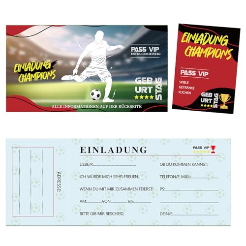 Ormromra 14 Eintrittskarte Fussball Einladungskarten, Einladungskarten-Set für Geburtstag Kinder, Coole Fussball Einladung Zum Geburtstag Partyeinladungen für Jungen & Mädchen Ormromra 14 Eintrittskarte Fussball Einladungskarten, Einladungskarten-Set für Geburtstag Kinder, Coole Fussball Einladung Zum Geburtstag Partyeinladungen für Jungen & Mädchen von Ormromra
