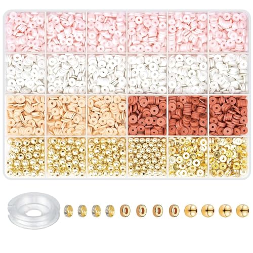 Ormromra 2780 Stück Clay Perlen Set, 24 Fach Handwerk Bunte Perlen zum auffädeln, DIY-Handwerk Perlen Set, Freundschaftsarmbänder Selber Machen, Perlenset für Schmuck, Halsketten und Paar-Armband Ormromra 2780 Stück Clay Perlen Set, 24 Fach Handwerk Bunte Perlen zum auffädeln, DIY-Handwerk Perlen Set, Freundschaftsarmbänder Selber Machen, Perlenset für Schmuck, Halsketten und Paar-Armband von Ormromra