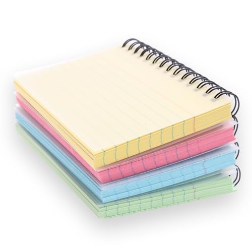 Ormromra 4 Pack linierte Karteikarten, Lernkarten mit Spiralbindung, 4 Farben Revisionskarten, reißbares Karteikarten Papier, Easy Flip Queuekarten, farbige Notizkarten, für Schule, Büro Essentials von Ormromra
