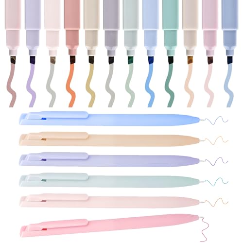 Ormromra Ästhetisches Schreibwaren-Set, 12 Pastell-Textmarker, 6 0,5 mm Fineliner, quadratische Textmarker mit weicher Keilspitze, für Tagebuch, Schule, Bürobedarf, 18-teiliges Set Ormromra Ästhetisches Schreibwaren-Set, 12 Pastell-Textmarker, 6 0,5 mm Fineliner, quadratische Textmarker mit weicher Keilspitze, für Tagebuch, Schule, Bürobedarf, 18-teiliges Set von Ormromra