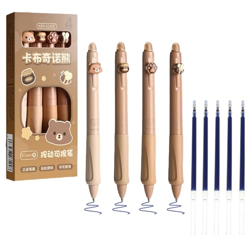 Ormromra Radierbarer Kugelschreiber Stifte Set, 4 Stück Blau Tier Stifte, Kugelschreiber Blau, Studenten Geschenk Schule Bürobedarf (Mine 0,5) von Ormromra