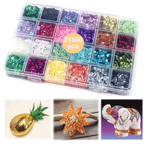 Pailletten Basteln, 24 Farben 5mm 21600 Stück Pailletten zum Basteln mit Box, Bunte Pailetten für DIY, Making Hochzeitsdekoration Pailletten Basteln, 24 Farben 5mm 21600 Stück Pailletten zum Basteln mit Box, Bunte Pailetten für DIY, Making Hochzeitsdekoration von Ormromra