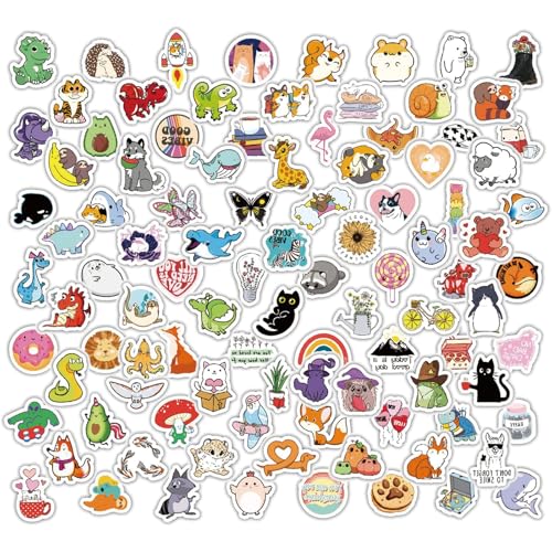 Tiere Aufkleber Kinder, 100 Stück Sticker Kinder mit Tiermustern, Wasserfeste Vinyl Stickers, Lustige Karikatur Tiermuster Sticker für DIY, Auto, Motorräder, Laptop, Fahrrad, iPad Tiere Aufkleber Kinder, 100 Stück Sticker Kinder mit Tiermustern, Wasserfeste Vinyl Stickers, Lustige Karikatur Tiermuster Sticker für DIY, Auto, Motorräder, Laptop, Fahrrad, iPad von Ormromra