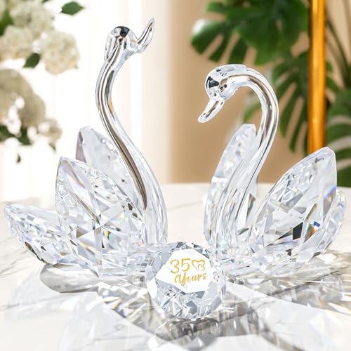 Ornalrist Transparente Kristallschwäne zum 35. Hochzeitstag, romantische Geschenke für Ehepaare, Doppel-Sammelschwäne, 35 Jahre Hochzeit, Geschenke für Freunde, Ehemann, Heimschmuck, 2 Stück Ornalrist Transparente Kristallschwäne zum 35. Hochzeitstag, romantische Geschenke für Ehepaare, Doppel-Sammelschwäne, 35 Jahre Hochzeit, Geschenke für Freunde, Ehemann, Heimschmuck, 2 Stück von Ornalrist