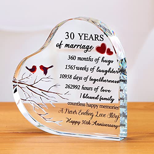 Ornalrist Romantisches Geschenk zum 30. Hochzeitstag für Ehefrau und Eltern, buntes Glasschild, Andenken-Druck, bedeutungsvolle 30. Jahre Marraige, Geschenk zum 30. Jahrestag für Ehemann und Paar Ornalrist Romantisches Geschenk zum 30. Hochzeitstag für Ehefrau und Eltern, buntes Glasschild, Andenken-Druck, bedeutungsvolle 30. Jahre Marraige, Geschenk zum 30. Jahrestag für Ehemann und Paar von Ornalrist