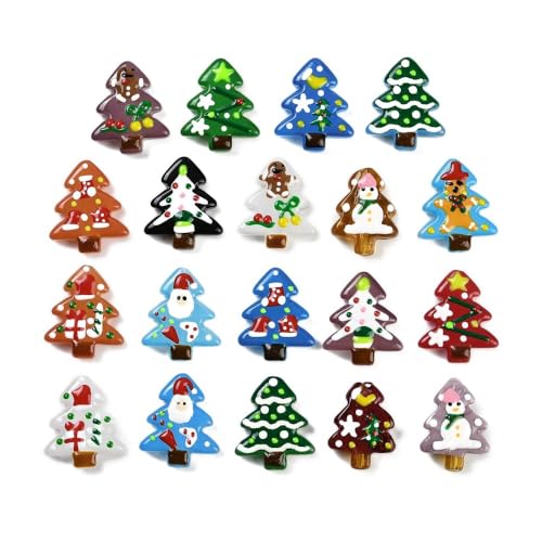 Ornazy 10 Stück gemischte Farben Weihnachtsbaum Lampwork Perlen handgefertigt niedlich Weihnachtsbaum lose Glasperlen für DIY Schmuckherstellung Weihnachtsdekoration von Ornazy