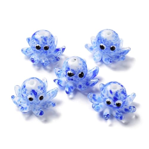 Ornazy 10 Stück niedliche blaue Farbe Bumpy Octopus Lampwork Glasperlen Ozean Meer Tier Perlen für Armband Halskette DIY Schmuckherstellung Ornazy 10 Stück niedliche blaue Farbe Bumpy Octopus Lampwork Glasperlen Ozean Meer Tier Perlen für Armband Halskette DIY Schmuckherstellung von Ornazy