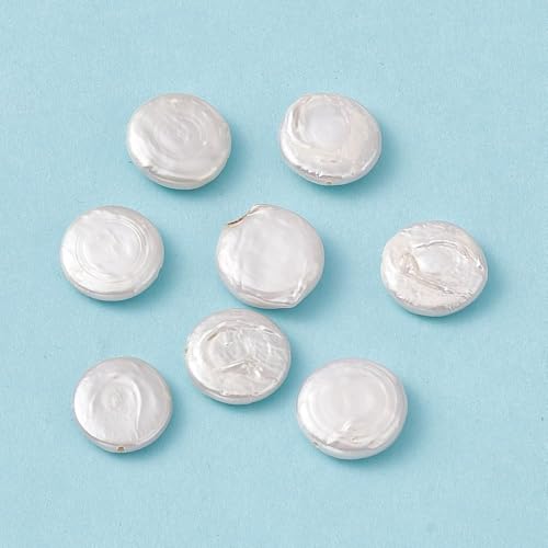 Ornazy 10 x flache runde Muschelperlen, elegante natürliche Bastelperlen für Schmuckherstellung, Halsketten, Armbänder, Ohrringe, Perlen Ornazy 10 x flache runde Muschelperlen, elegante natürliche Bastelperlen für Schmuckherstellung, Halsketten, Armbänder, Ohrringe, Perlen von Ornazy