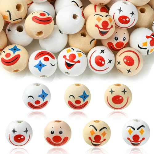 Ornazy 100 Stück zufällige 19 mm Clowngesicht bedruckte europäische Holzperlen Zirkus dekorative runde Holzkugeln für DIY Schmuckherstellung Schlüsselanhänger Armband Ohrringe Halskette Ornazy 100 Stück zufällige 19 mm Clowngesicht bedruckte europäische Holzperlen Zirkus dekorative runde Holzkugeln für DIY Schmuckherstellung Schlüsselanhänger Armband Ohrringe Halskette von Ornazy