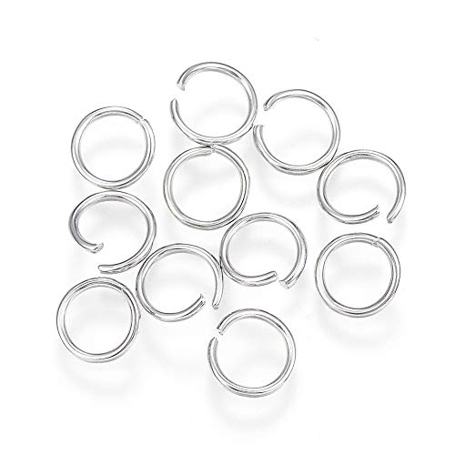 Ornazy 1000 Stück 8 x 1 mm Metall Silber Offene Binderinge 18 Gauge runde Edelstahl-Binderinge für Schmuckherstellung, Anhänger, Verbindungszubehör Ornazy 1000 Stück 8 x 1 mm Metall Silber Offene Binderinge 18 Gauge runde Edelstahl-Binderinge für Schmuckherstellung, Anhänger, Verbindungszubehör von Ornazy