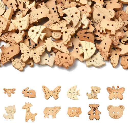Ornazy 120 Stück unlackierte, handgefertigte rustikale Holzknöpfe mit 2 Löchern, niedliche Schmetterlingskatzenform, Nähknöpfe zum Basteln von Kleidung, Dekoration Ornazy 120 Stück unlackierte, handgefertigte rustikale Holzknöpfe mit 2 Löchern, niedliche Schmetterlingskatzenform, Nähknöpfe zum Basteln von Kleidung, Dekoration von Ornazy