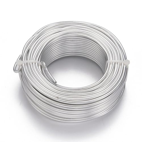 Ornazy 2,5 m runder Aluminiumdraht, Rolle 9 Gauge, biegbarer Metalldraht für Schmuckherstellung, Basteln, Verpacken von Ornazy