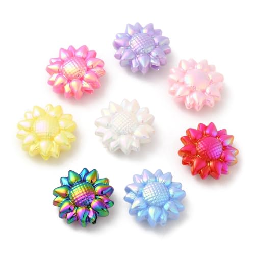 Ornazy 20 Stück zufällige UV-Acryl-Blumenperlen, undurchsichtig, Sonnenblumen-Perlen, Regenbogen-leuchtende Blumenform, Perlen für DIY-Armbänder, Halsketten, Schmuckherstellung Ornazy 20 Stück zufällige UV-Acryl-Blumenperlen, undurchsichtig, Sonnenblumen-Perlen, Regenbogen-leuchtende Blumenform, Perlen für DIY-Armbänder, Halsketten, Schmuckherstellung von Ornazy