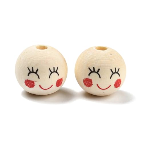 Ornazy 200 Stück runde europäische Perlen mit glücklichem Gesicht, 20 mm, rund, bemalte Holzperlen mit großem Loch, für Schmuckherstellung, DIY, Handwerk, Heimdekoration Ornazy 200 Stück runde europäische Perlen mit glücklichem Gesicht, 20 mm, rund, bemalte Holzperlen mit großem Loch, für Schmuckherstellung, DIY, Handwerk, Heimdekoration von Ornazy