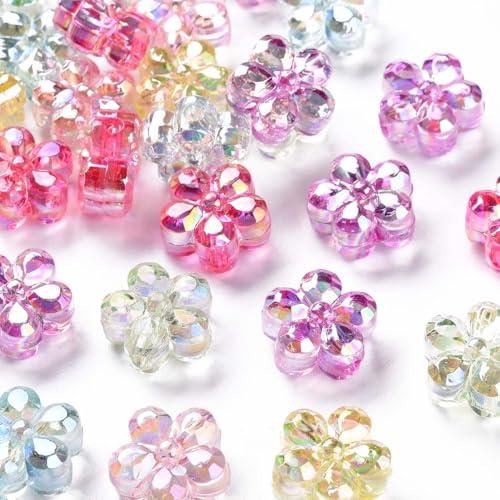 Ornazy 450 Stück transparente Acryl-Kirschblüten-Abstandshalter, gemischte Farben, flache Blumenperlen für Schmuckherstellung, Bastelbedarf Ornazy 450 Stück transparente Acryl-Kirschblüten-Abstandshalter, gemischte Farben, flache Blumenperlen für Schmuckherstellung, Bastelbedarf von Ornazy