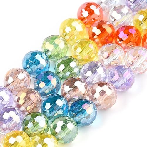 Ornazy 500 Stück gemischte Farben, 8 mm, facettierte, runde lose Perlen, galvanisierte Glasperlen für Schmuckherstellung, Halskette, Armband, Basteln Ornazy 500 Stück gemischte Farben, 8 mm, facettierte, runde lose Perlen, galvanisierte Glasperlen für Schmuckherstellung, Halskette, Armband, Basteln von Ornazy