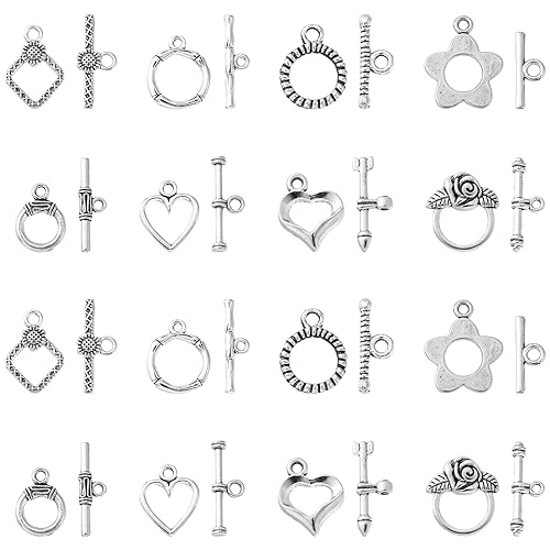 Ornazy 80 Stück 8 Stile tibetische Knebelverschlüsse Antik-Silber Blume Ring T-Stange Verschluss Verschlüsse Vintage Verschluss Haken Knebelverbinder für Schmuckherstellung Ornazy 80 Stück 8 Stile tibetische Knebelverschlüsse Antik-Silber Blume Ring T-Stange Verschluss Verschlüsse Vintage Verschluss Haken Knebelverbinder für Schmuckherstellung von Ornazy