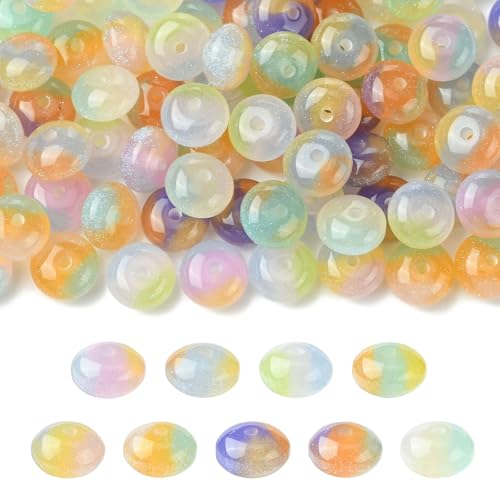 Ornazy 90 Stück 10 mm Harz Rondelle Spacer Perlen mit Glitzerpulver gemischte Farbe Linsenperlen für Schmuckherstellung DIY Handwerk Projekte Ornazy 90 Stück 10 mm Harz Rondelle Spacer Perlen mit Glitzerpulver gemischte Farbe Linsenperlen für Schmuckherstellung DIY Handwerk Projekte von Ornazy