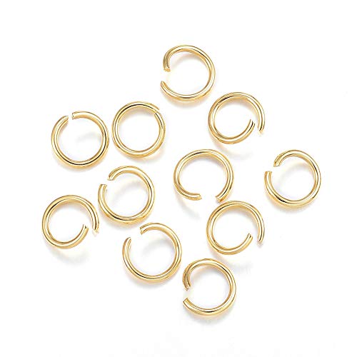 Ornazy Binderinge aus Edelstahl, 9 mm, goldfarben, offen, rund, für Schmuckherstellung, Halsketten, Armbänder, Ohrringe, 200 Stück Ornazy Binderinge aus Edelstahl, 9 mm, goldfarben, offen, rund, für Schmuckherstellung, Halsketten, Armbänder, Ohrringe, 200 Stück von Ornazy