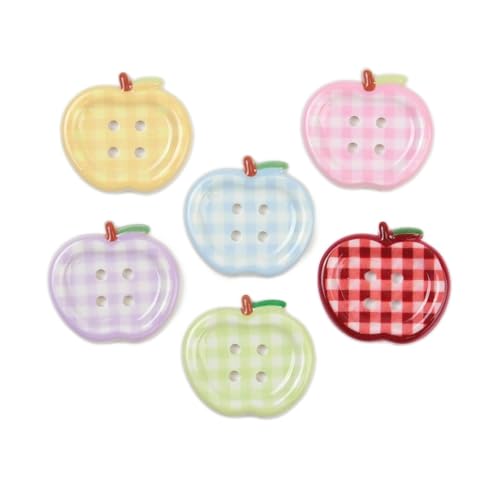 Ornazy Bunte Kunststoffknöpfe in Apfelform mit 4 Löchern, 23 x 25 mm, Obstknöpfe für Kleidung, Ornamente, 100 Stück Ornazy Bunte Kunststoffknöpfe in Apfelform mit 4 Löchern, 23 x 25 mm, Obstknöpfe für Kleidung, Ornamente, 100 Stück von Ornazy