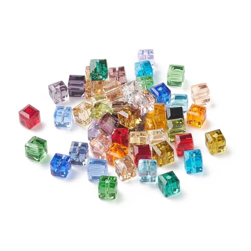 Ornazy Bunte facettierte Abstandshalter, 4 mm, kleine Kristallwürfel, Glasperlen für Schmuckherstellung, Armbänder, Halsketten, Ohrringe, Basteln, 100 Stück Ornazy Bunte facettierte Abstandshalter, 4 mm, kleine Kristallwürfel, Glasperlen für Schmuckherstellung, Armbänder, Halsketten, Ohrringe, Basteln, 100 Stück von Ornazy