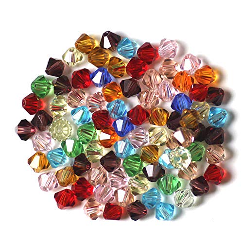 Ornazy Bunte facettierte Glasperlen, 4 x 4 mm, Kristall-Doppelkegel-Perlen für Schmuckherstellung, Armbänder, Halsketten, Ohrringe, Basteln, 200 Stück Ornazy Bunte facettierte Glasperlen, 4 x 4 mm, Kristall-Doppelkegel-Perlen für Schmuckherstellung, Armbänder, Halsketten, Ohrringe, Basteln, 200 Stück von Ornazy