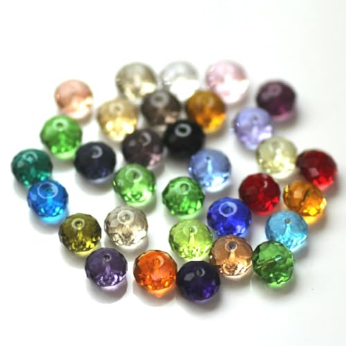Ornazy Bunte facettierte Glasperlen, 6 x 4 mm, Kristall-Rondelle-Perlen für Schmuckherstellung, Armbänder, Halsketten, Ohrringe, Basteln, 100 Stück Ornazy Bunte facettierte Glasperlen, 6 x 4 mm, Kristall-Rondelle-Perlen für Schmuckherstellung, Armbänder, Halsketten, Ohrringe, Basteln, 100 Stück von Ornazy