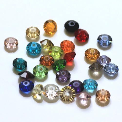 Ornazy Bunte facettierte Glasperlen, 8 x 4 mm, flache runde Kristallperlen für Schmuckherstellung, Armbänder, Halsketten, Ohrringe, Basteln, 100 Stück von Ornazy