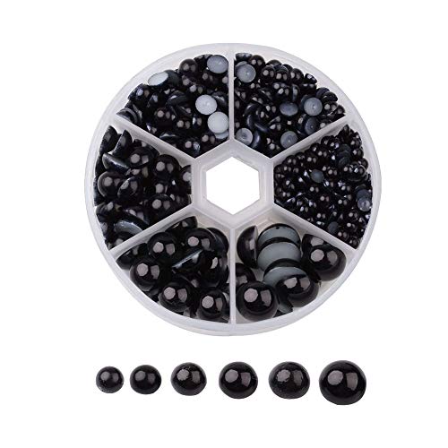 Ornazy Etwa 690 Stück schwarze ABS-Kunststoff-Imitationsperlen-Cabochons, halbrund, flache Rückseite, Cabochons für Schmuckherstellung, Handwerk Ornazy Etwa 690 Stück schwarze ABS-Kunststoff-Imitationsperlen-Cabochons, halbrund, flache Rückseite, Cabochons für Schmuckherstellung, Handwerk von Ornazy