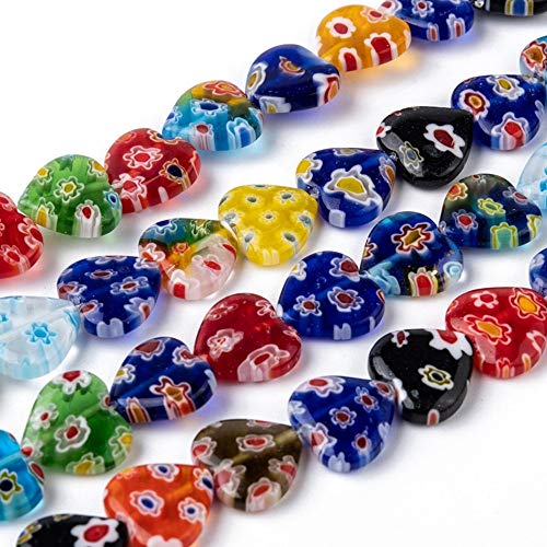 Ornazy Millefiori-Glasperlen, gemischte Farben, süße Herzen, Blumen, handgefertigt, für Schmuckherstellung, Armbänder, Ohrringe, 300 Stück Ornazy Millefiori-Glasperlen, gemischte Farben, süße Herzen, Blumen, handgefertigt, für Schmuckherstellung, Armbänder, Ohrringe, 300 Stück von Ornazy