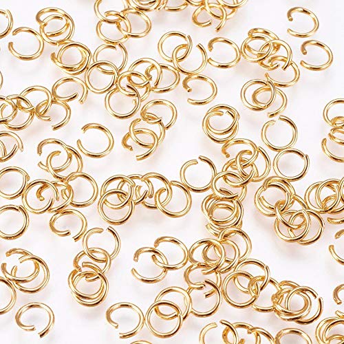 Ornazy Offener Metallring aus Edelstahl, 21 Gauge, goldfarben, 5 x 0,7 mm, runde Biegeringe für Schmuckherstellung, Halsketten, Charms, Verbindungsstücke, 200 Stück Ornazy Offener Metallring aus Edelstahl, 21 Gauge, goldfarben, 5 x 0,7 mm, runde Biegeringe für Schmuckherstellung, Halsketten, Charms, Verbindungsstücke, 200 Stück von Ornazy