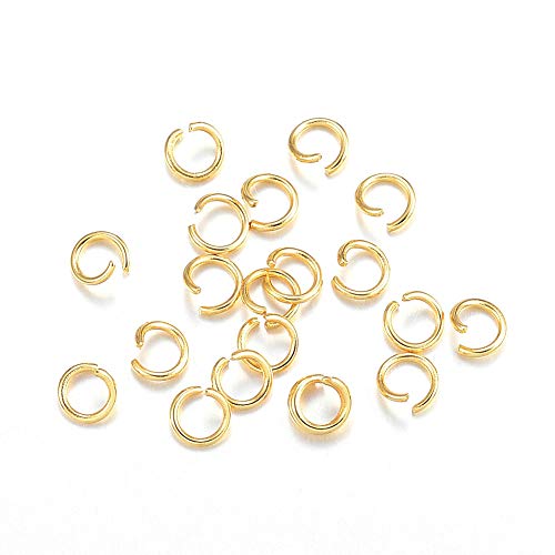 Ornazy Offener Metallring aus Edelstahl, 22 Gauge, goldfarben, 4 x 0,6 mm, runde Biegeringe für Schmuckherstellung, Halsketten, Charms, Verbindungsstücke, 500 Stück Ornazy Offener Metallring aus Edelstahl, 22 Gauge, goldfarben, 4 x 0,6 mm, runde Biegeringe für Schmuckherstellung, Halsketten, Charms, Verbindungsstücke, 500 Stück von Ornazy